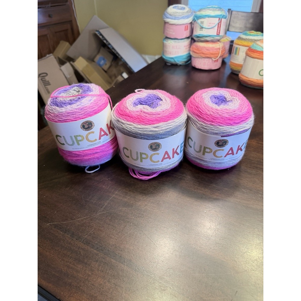Lion Brand Cupcake Yarn acrylic 218 Tutu Much Lot of 3 NEw